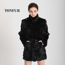 Women Fashion Real Rabbit Fur Coat Mandarin Collar Real Fur Coat Long Customize Jacket HP147 T191118