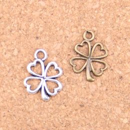 240pcs Antique Silver Plated Bronze Plated lucky irish four leaf clover Charms Pendant DIY Necklace Bracelet Bangle Findings 17*14mm