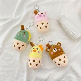 Cartoon Animal Pearl Milk Tea Cup Plush Toys Doll Key Mini animal Pendant Doll Gift For Children's Christmas