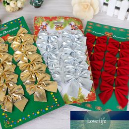 12pcs Christmas Bows Hanging Decorations Gold Silver Red Bowknot Christmas Tree Ornaments New Year 2021 Navidad Decor