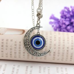 Jewelry accessory Link-Chain necklaces Blue Eye Moon Pendant Necklace Birthday gift