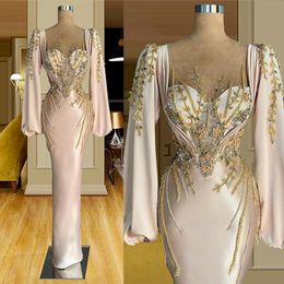 2021 vestidos de noite de cetim para mulheres apliques de manga longa sereia muçulmana vestidos de festa de formatura envoltório robe formal de soirée