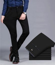 Spring Non-Iron Dress Men Classic Pants Fashion Business Chino Pant Male Stretch Slim Fit Elastic Long Casual Black Trouser