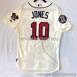 Stitched HALL OF FAME PATCH CHIPPER JONES COOL BASE JERSEY Men Women Youth Baseball Jersey XS-5XL 6XL