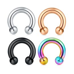 PA Ring Internally Threaded Circular Barbells Horseshoe Screwball Rings 316L Surgical Steel Pierced Body Jewelry 2G 4G 6