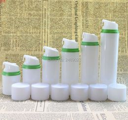 White Cap Empty Airless Pump Plastic Bottles Green Edge Emulsion Bottle Lotion On Travelling Cosmetic Packaging 100pcs/lotgood qty