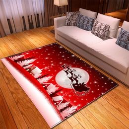 Merry Christmas Living Room Carpet Bedroom Bedside Rug 3D Kids Room Decoration Carpet Home Children Hallway Anti-slip Floor Mat 210301