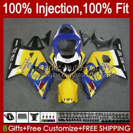 Injection Mould For SUZUKI GSXR750 K1 GSXR 600 750 CC 2001 2002 2003 Bodys 37No.15 GSXR600 GSXR-750 GSXR-600 01-03 600CC 750CC GSX-R750 01 02 03 OEM Fairing yellow blue