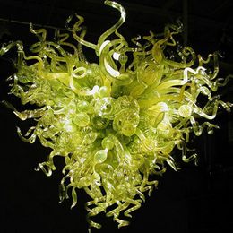 Classic Blown Glass Chandelier Pendant Lamps LED Lighting Fixture Green Color Lights for Bedroom Hotel Lobby Decor 32 Inches