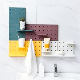 Plastic Pegboard Hole Board Storage Wall Decor Holder Mounted Organiser Shelves Storage Rack Living Room Kitchen Bathroom Wall Shelf YL0284