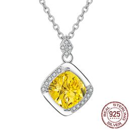 Luxury Classic 2ct Lab Diamond Pendant Necklace With Box Chain White Gold Colour Silver 925 Necklaces Women Gift DZ059