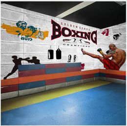 Custom photo wallpaper 3d gym murals wallpaper Retro brick wall boxing gym sports mural background wall papers home decoration