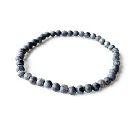 MG0157 New Design Matte Grey Larvikite Bracelet 4 mm Stone Beads Bracelet Mini Gemstone Energy Jewellery