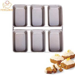 Non Stick Linked Mini Loaf Pan/Tray Carbon Steel Mini Bread Loaf Tins 6 Cavity Small Banana Bread Loafs Trays Baking Square 721 210721