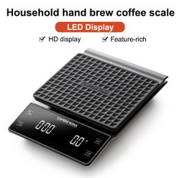 CAFEDE KONA hand drip coffee scale 0.1g/3kg precision sensors kitchen food scale with Timer include Waterproof silicone pad 210312