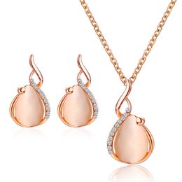 -Mode Neue Set Accsori Opal Bridal Set Halskette Ohrringe Einfaches zweiteiliges Set