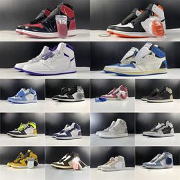 2021 1 1s high Basketball Shoes Bred Patent Court Purple Hype Royal Light Fusion Red Electro Orange Pollen Jumpman Trophy Room With box OG men Athletic Sneakers