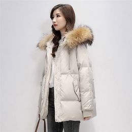 Womens Winter Jacket And Beige Coat Cotton Jackets Warm Outwear Overcoat Korean M-long Style Loose Clothes 210819