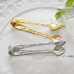 Embossed Rose Ice Clip Kitchen Tools 304 Stainless Steel Sugar Tongs Mini Coffee Sugar Clips 9CM RRB14244