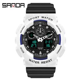 SANDA Women Sport Watch Men Military Watches S Waterproof Shock LED Digital Quartz Dual Time Wristwatch Male Relogio Masculino G1022