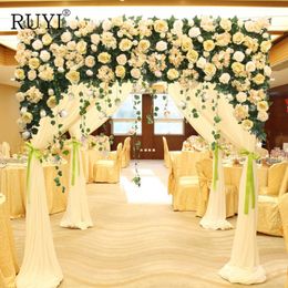 Decorative Flowers & Wreaths Customise Curtain Flower Row Artificial Rose Leaves Mix Wedding Stage Backdrop Wall Decoration Party Window Sil