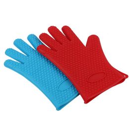 2021 Kitchen Microwave oven mitt Baking Gloves Thermal Insulation Anti Slip Silicone Five-Finger Heat Resistant Safe Non-toxic Gloves