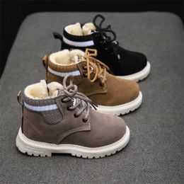 Children Casual Shoes Autumn Winter Martin Boots Boys Fashion Leather Soft Antislip Girls 21-30 Sport Running 211227