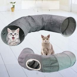 Cat Toys Toy Ring Paper Tunnel Tube Foldable Indoor Pet Training Kitten Puppy Chat 3 Holes Scratch-resistant