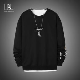 Crewneck Sweatshirt Men Oversized Streetwear Pullovers Hip Hop Solid Men's Hoodies Sweatshirts Autumn Winter Male Tracksuit LJ200826