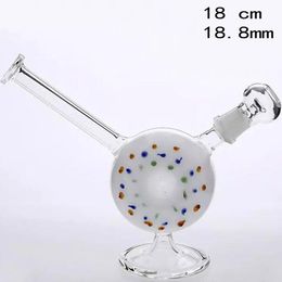 $12.9 18cm Round Shape Handheld Glass Water Pipes Smoking Pipe Inline Perc Real Images Clear Glass Pipes Cheap