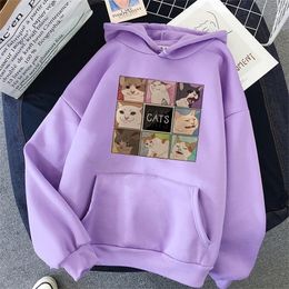 cut cat Print oversized Sweatshirt Hoody Itself korean style Women's Hoodies Kawaii Hoodies for Women top clothes harajuku 201126