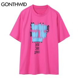 GONTHWID Tees Shirts Streetwear Creative Graffiti Letters Tshirts Hip Hop Punk Rock Gothic T-Shirts Harajuku Short Sleeve Tops C0315