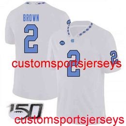 Stitched Men's Women Youth North Carolina Tar Heels Jordon Brown White NCAA 150th Jersey Custom any name number XS-5XL 6XL