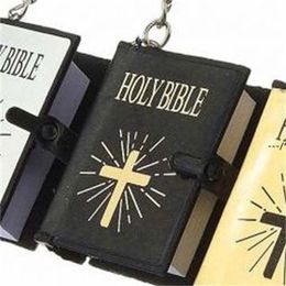 NEWMini English Holy Bible Keychain Religious Christian Jesus Cross Key Chains Lord's Prayer Jewellery For Women Men RRE12049