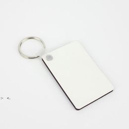 Blank Sublimation MDF Key Rings Tags Keychain Rectangle Shape DIY Gift Printing Sublimation Ink Transfer Print 60*40*3mm RRE10416