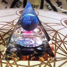 Tiger Eye Crystal Sphere & Obsidian Quartz Orgone Pyramid 60MM Reiki Energy Healing Chakra Meditation 210811