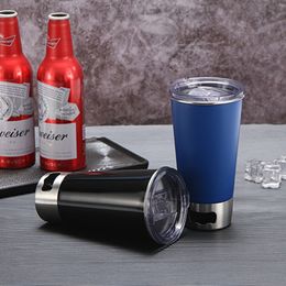 17oz 500ml Beer Tumbler With Embedded Bottle Opener Wine Mug Water Cup Juice Glass Single Layer 18/8 Stainless Steel Stacked Up Packaging Handy Opening Safe Drinkware