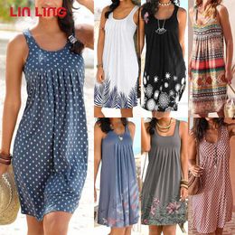 LINLING Sexy Women DrSleevelBeach Black DrParty O Neck Casual Loose Dresses Female Plus Size Summer Dresses Vestidos X0529