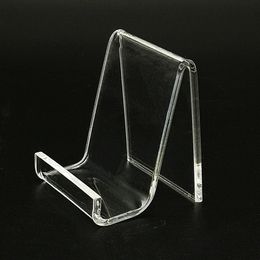 Advertising Display Acrylic Show Holder Stands Rack for Purse Bag Wallet Phone Book T3mm L5cm Retail Store Exhibiting 50pcs