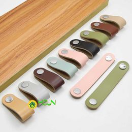 2 pcs Cabinet door drawer leather handle box wrapping wooden gift wine customized
