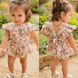 -Baby Girl Floral Summer Summer Jumpsuit Playa suelta ropa recién nacida infantil niños ser88