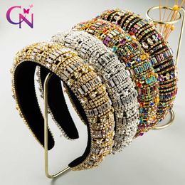 CN 3pcs/lot Full Crystal Baroque Tiara Headband Luxury Diamante Hairband For Women Bridal Padded Wedding Hair Accessories X0722