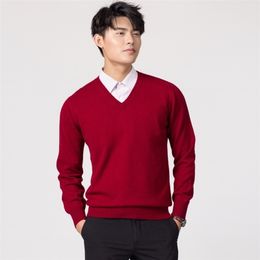 Man Pullovers Winter New Fashion Vneck Sweater Cashmere and Wool Knitted Jumpers Men Woollen Clothes Hot Sale Standard Male Tops 201022