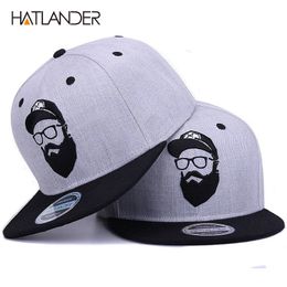 [HATLANDER]Original grey cool hip hop cap men women hats vintage embroidery character baseball caps gorras planas bone snapback 210311