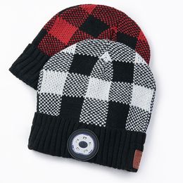 Winter Beanie Hat Wireless Bluetooth5.0 Smart Cap Headphone Headset With 5 LED Lights Handfree Music Headphone Warm cable Knitted