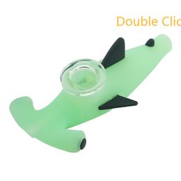 Wholesale Shark Green Blue Silicone Pipes Unique Design Smoking Pipe Dab Oil Burner Hand Spoon For Tobacco hookahs