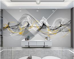 Modern 3d customized wallpaper minimalist light luxury abstract line geometric wallpapers TV background wall