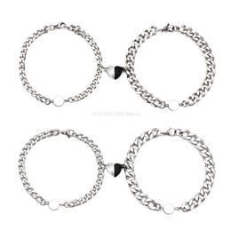 Link, Chain 2pcs / Set Yinyang Magnet Bracelet For Couples Custom Symbol Titanium Steel Lovers Jewelry Men Women Friend Dropship