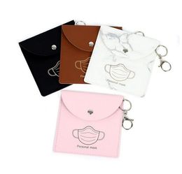 Portable Mask Storage Bags Keychain Reusable Dust Masks Bag Keyring Pendant Fashion PU Leather Car Key Chain Accessories Wholesale