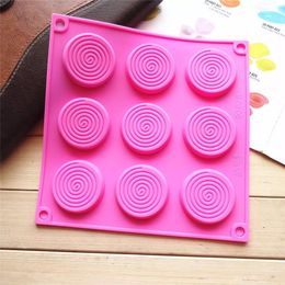 9 holes Chocolate Mould Big Spiral Textured Fondant Silicone Cake Mould Chocolate Insert Cookie Decorating Tools